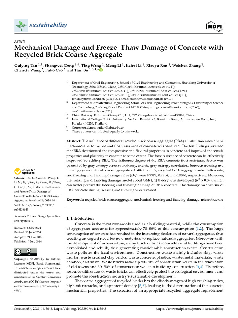 Mechanical Damage and Freeze-Thaw Damage of Concrete With | PDF ...