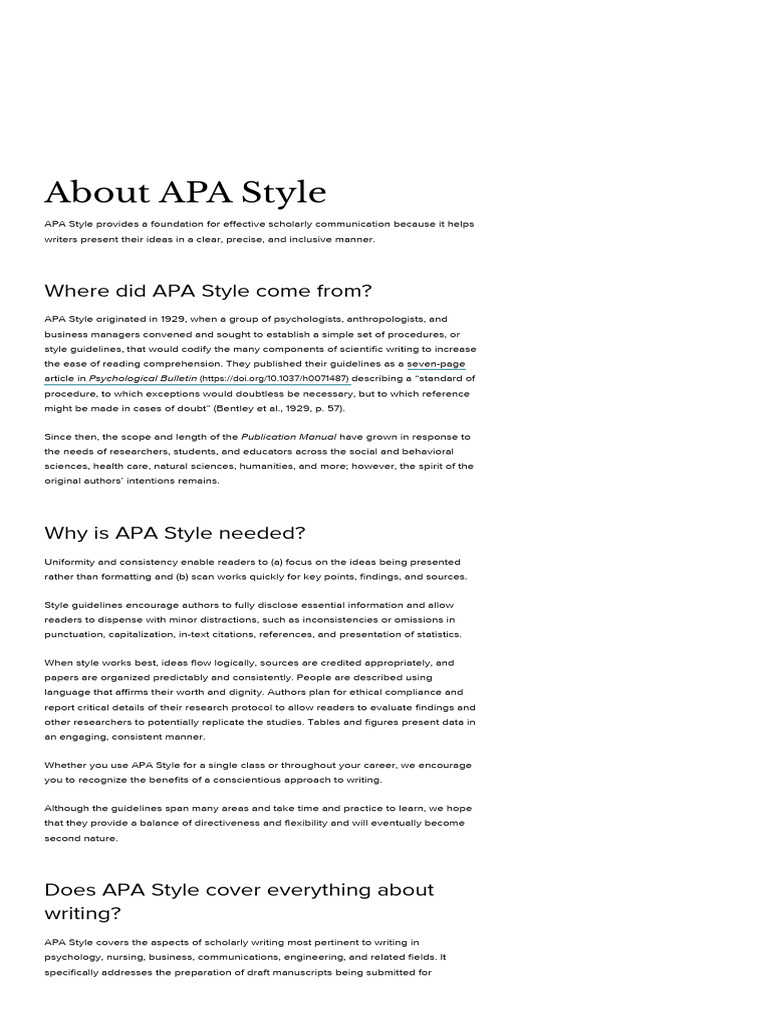 About APA Style | PDF | Apa Style | American Psychological Association