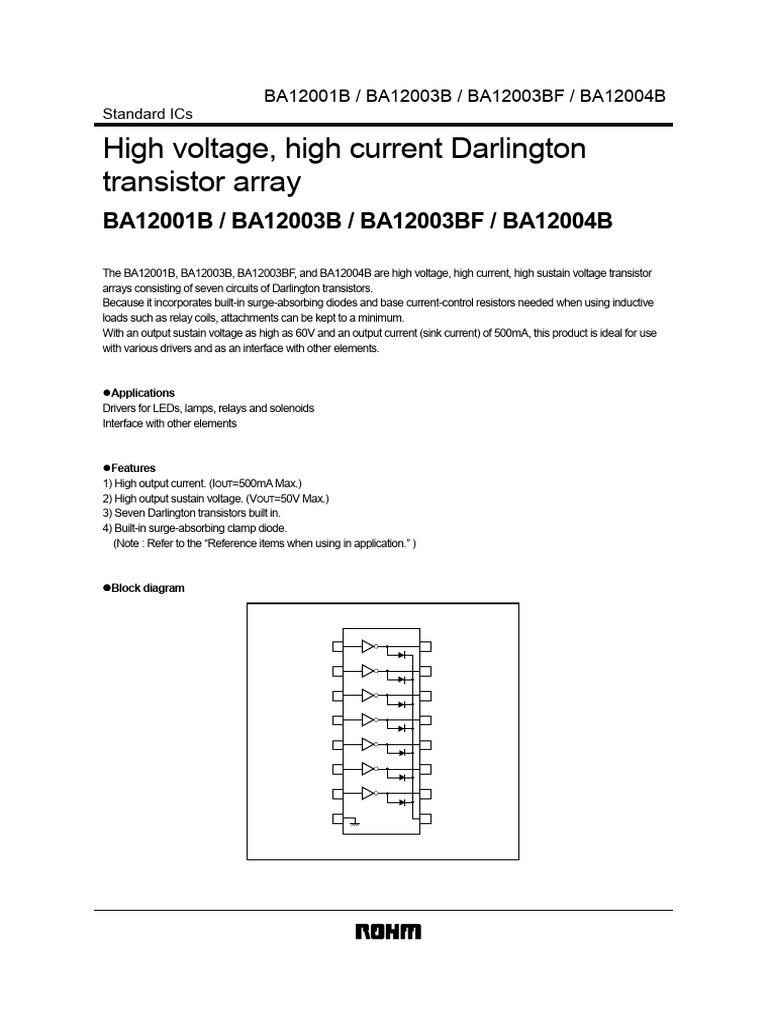 High Voltage Darlington Transistor Array | PDF | Cmos | Diode