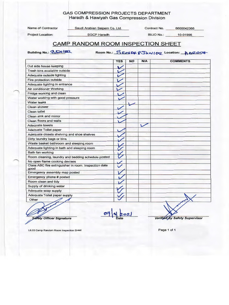 Camp Random Room Inspection Checklist | PDF