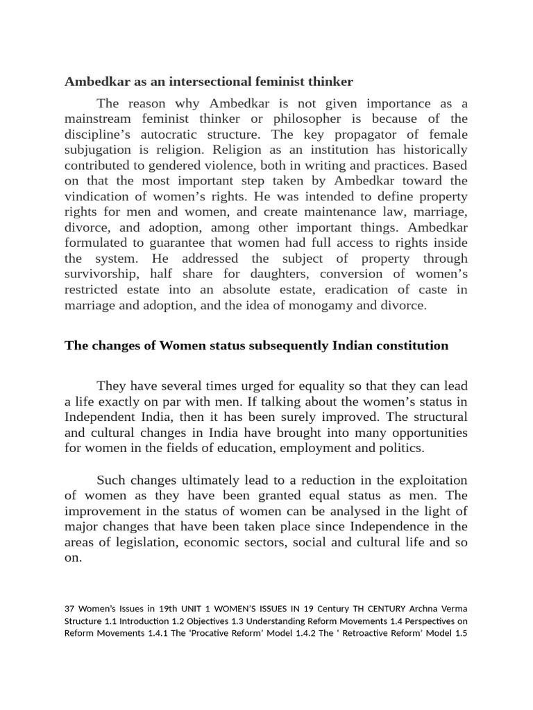 Ambedkar's Feminism and Women's Rights | PDF | Feminism | Gender Studies