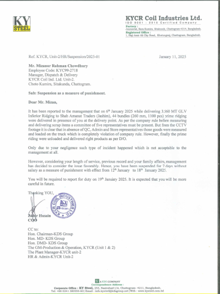 Suspension Letter | PDF