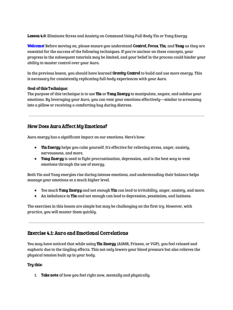 Lesson 4.0 - Eliminate Stress and Anxiety On Command | PDF | Anxiety ...