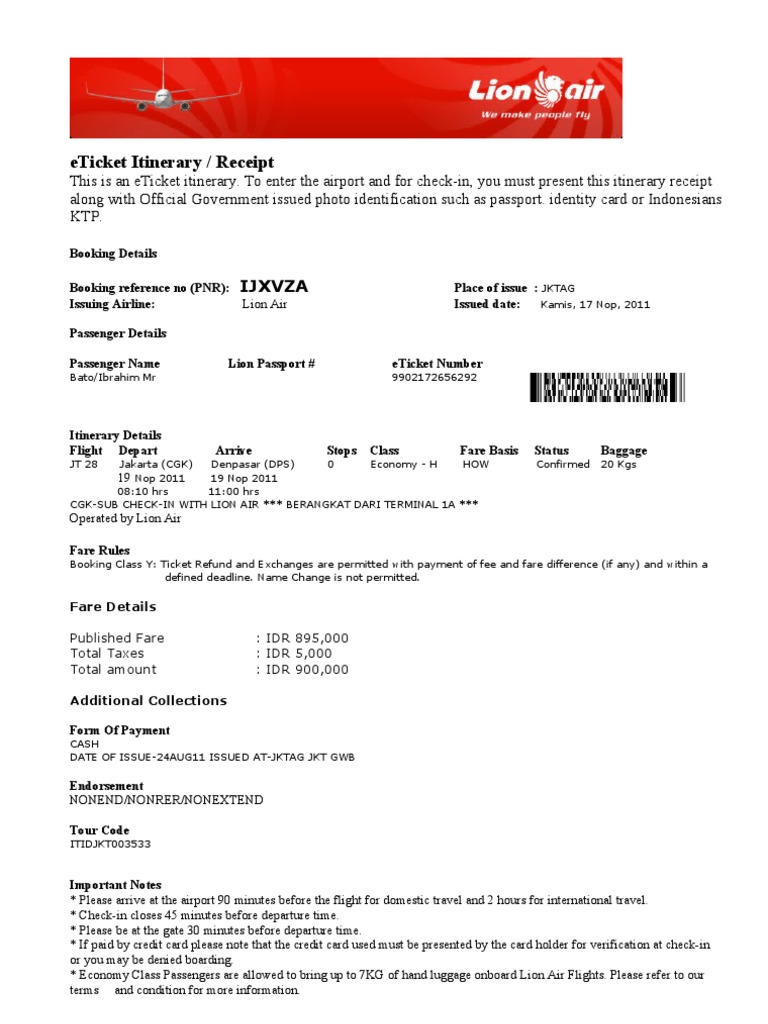 E-Tiket Lion Air | Aviation | Services (Economics)