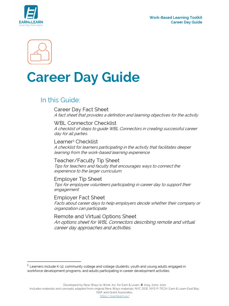 Career Day Guide for Work-Based Learning | PDF | Learning | Employment
