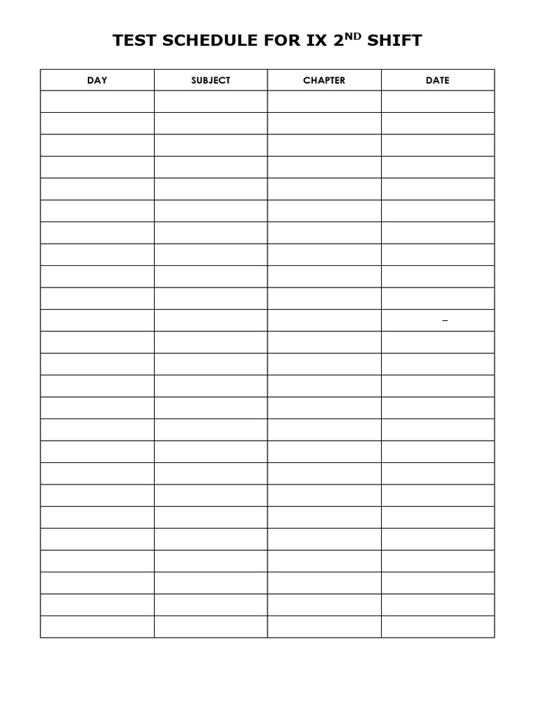 IX 2nd Shift Test Schedule 2025 | PDF