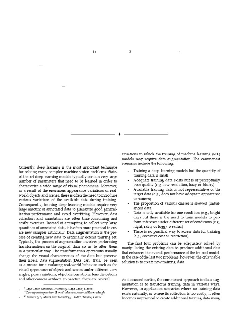 Survey of Synthetic Data Augmentation | PDF | Computer Vision | 3 D ...