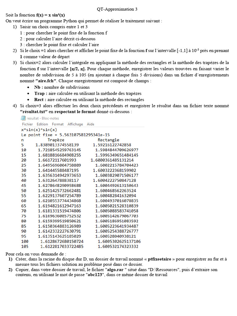 Programme Python pour Point Fixe et Aire | PDF | Interface graphique ...