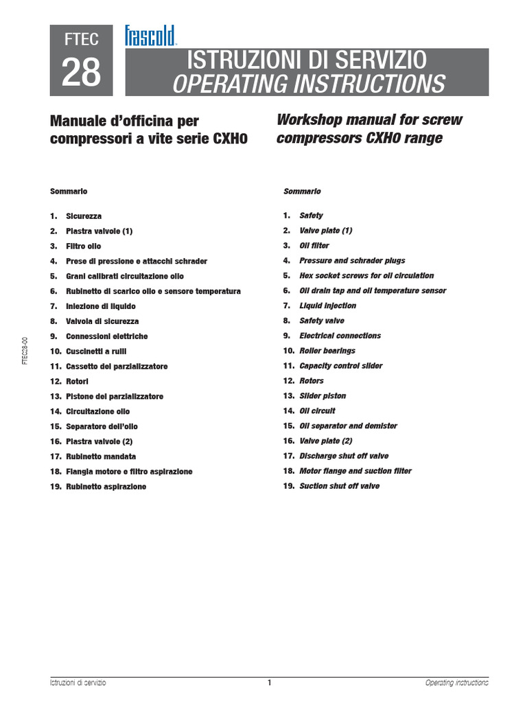Operation Guide Maintenance Semi-Hermetic Compact Screw Compressor CX | PDF