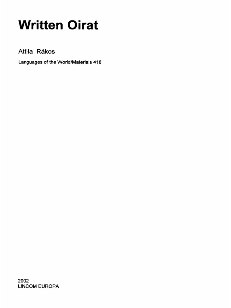 Oirat Grammar | PDF
