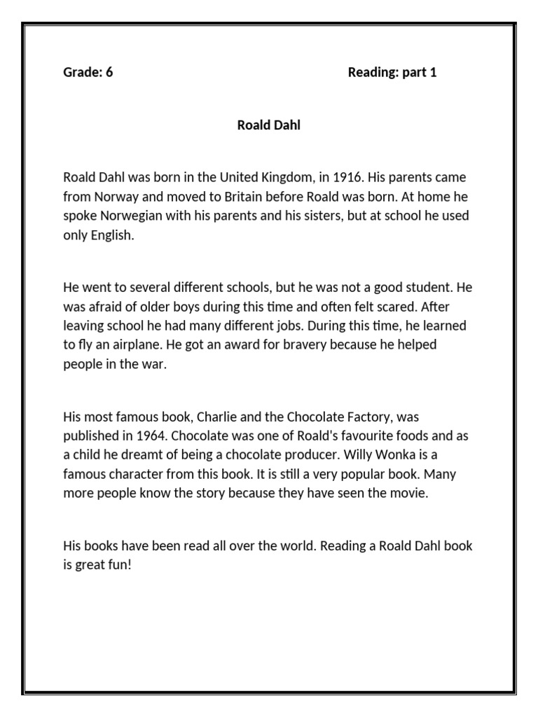Grade 6 Reading Part 1 Pdf