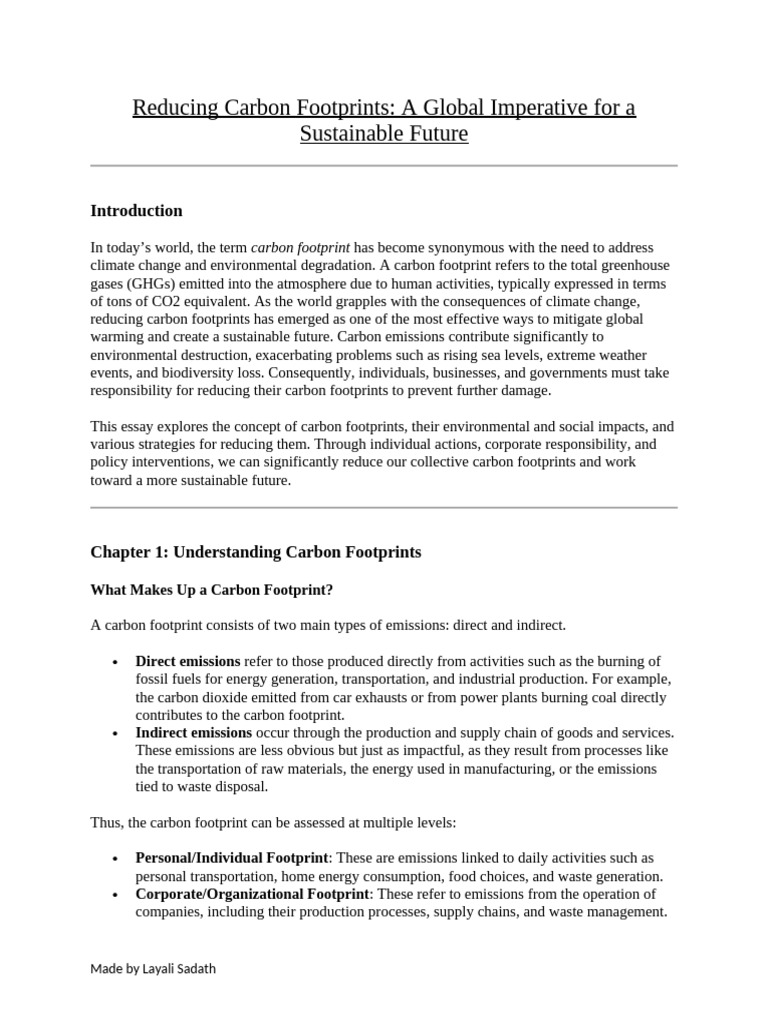 Reducing Carbon Footprints | PDF | Greenhouse Gas | Carbon Footprint