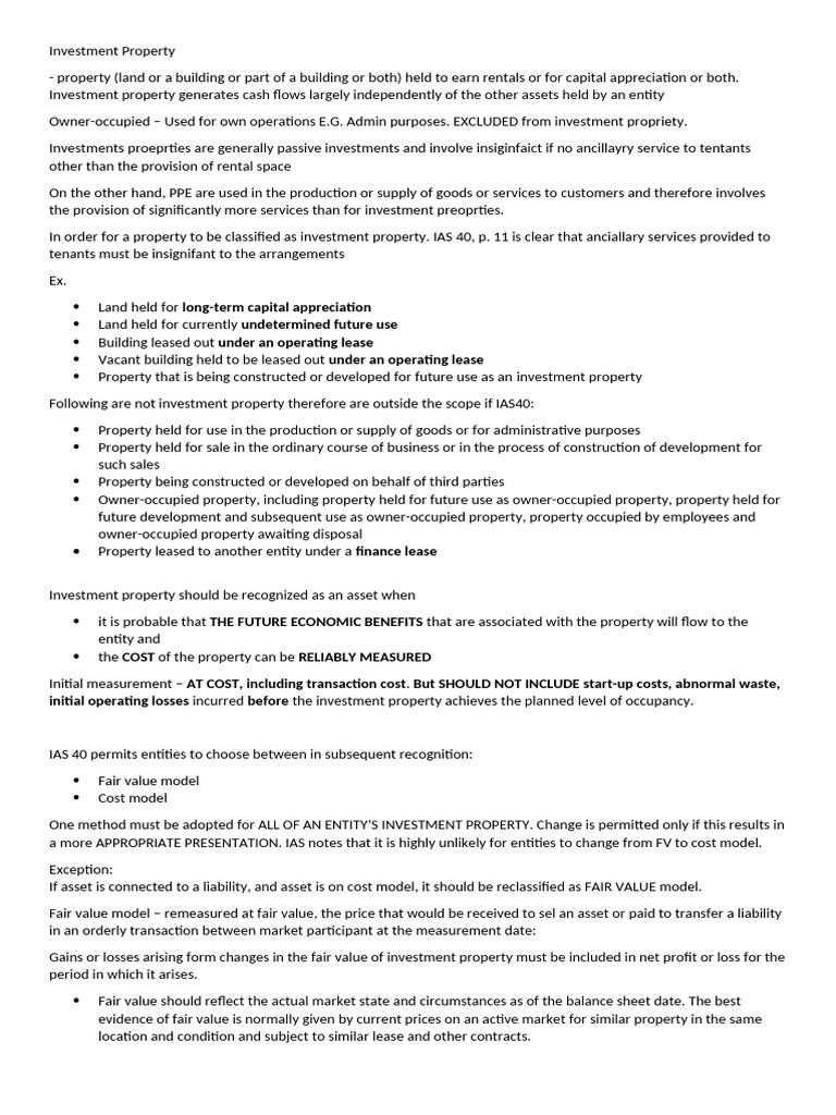 Investment property pdf fair value business economics