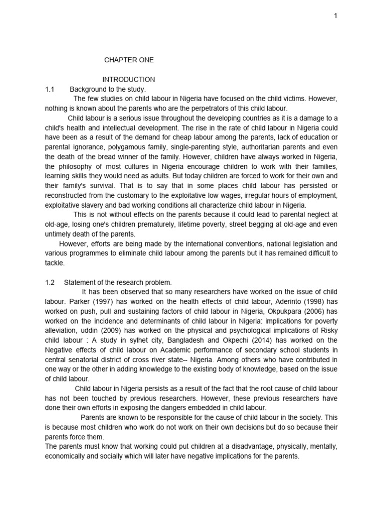 Impact of Child Labour on Nigerian Parents | PDF | Child Labour | Human ...