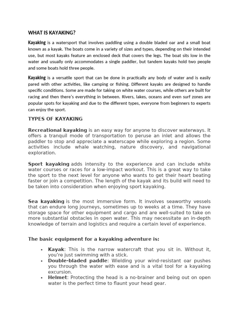 Ultimate Guide to Kayaking Basics | PDF | Kayak | Physical Fitness