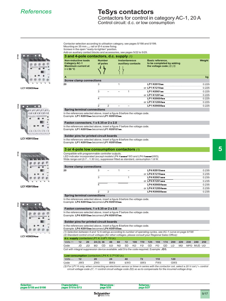 TeSys Contactor Selection Guide | PDF | Components | Electronic Engineering