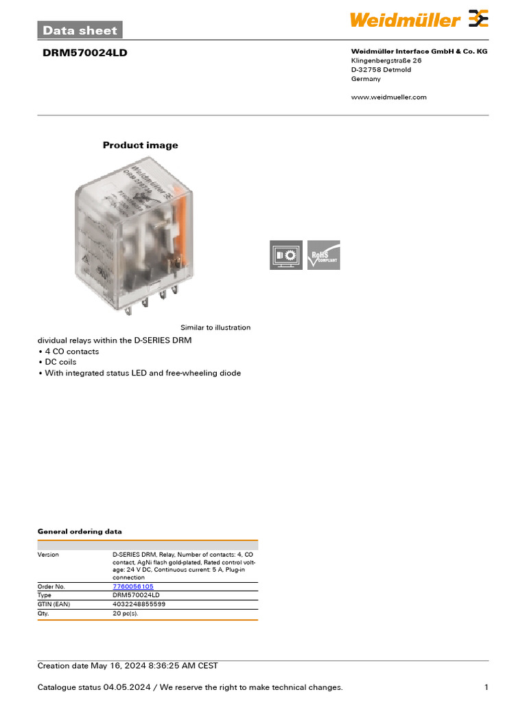 DRM570024LD en | PDF | Relay | Alternating Current