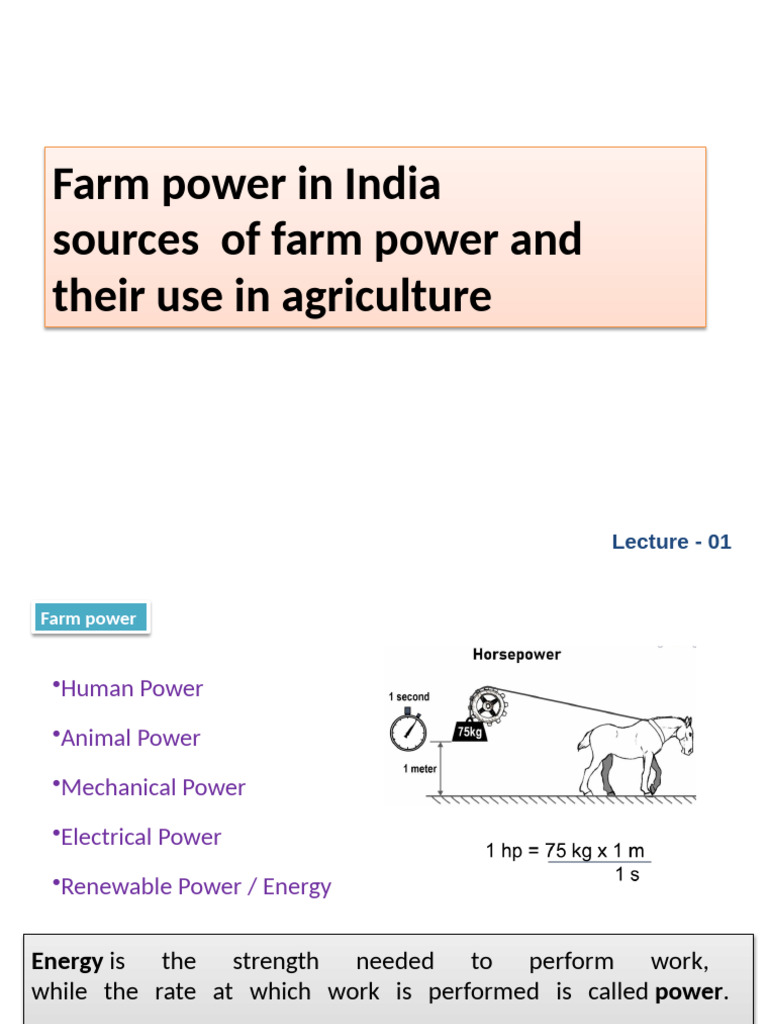 Farm Power Sources and Usage in India | PDF | Engines | Agriculture