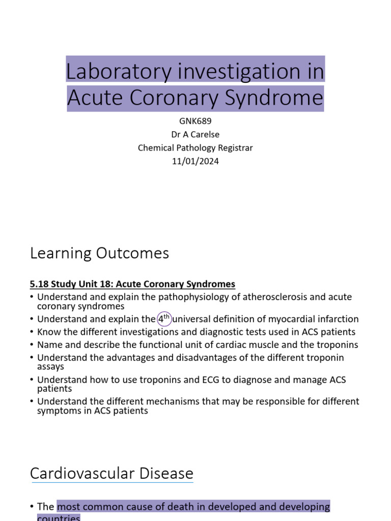 Acute Coronary Syndrome Lecture & Cases | PDF | Myocardial Infarction ...