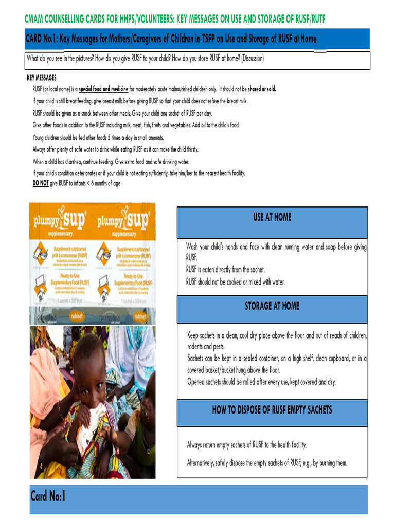RUSF and RUTF Guidelines for Caregivers | PDF | Breast Milk | Breastfeeding