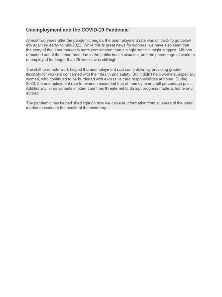 Unemployment and The COVID | PDF