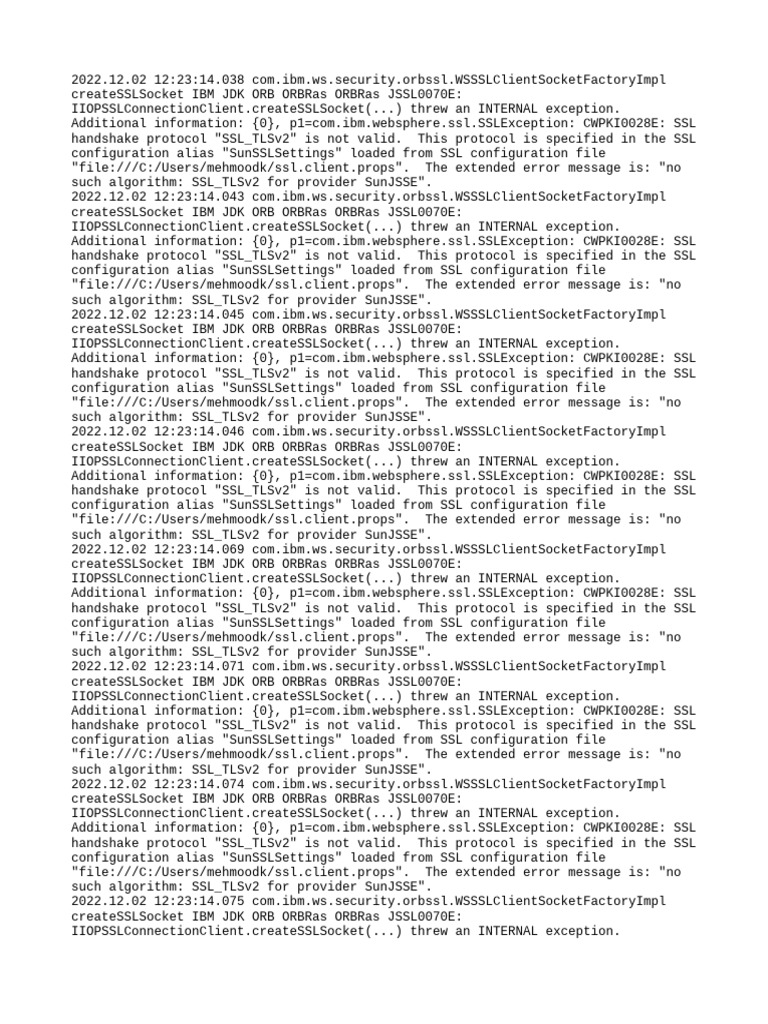 SSL_TLSv2 Handshake Error in WebSphere | PDF | Transport Layer Security ...