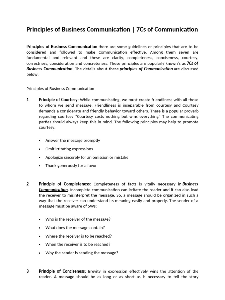 7Cs of Business Communication | PDF | Communication | Mind