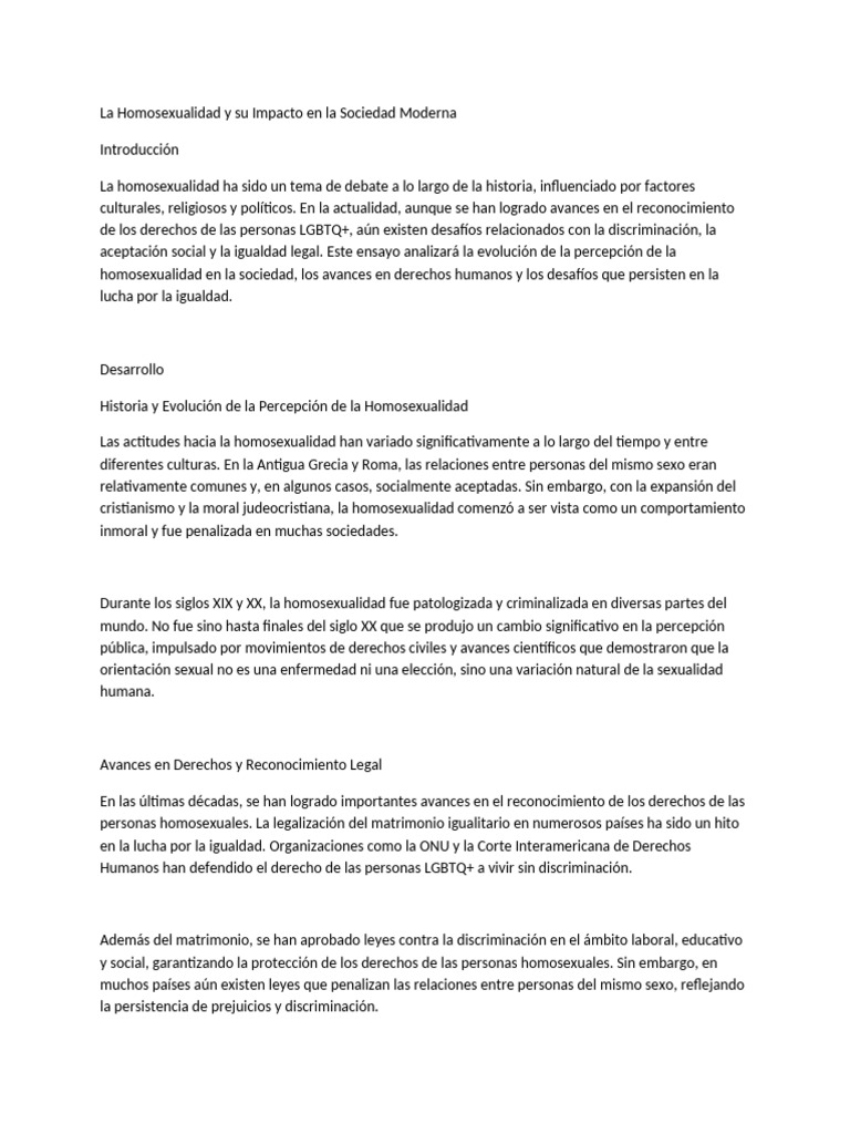 Impacto de la Homosexualidad en la Sociedad | PDF | Homosexualidad ...