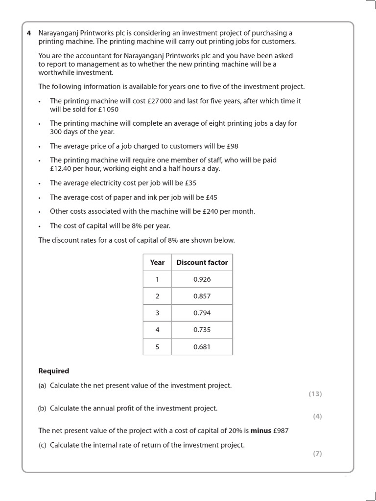 Ial 23 oct pdf net present value cost of capital