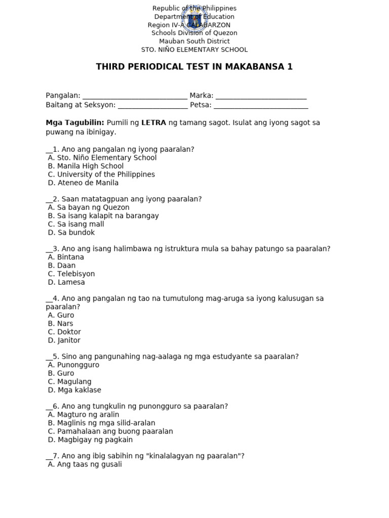 For Print Makabansa 1 - PT - Q3 | PDF