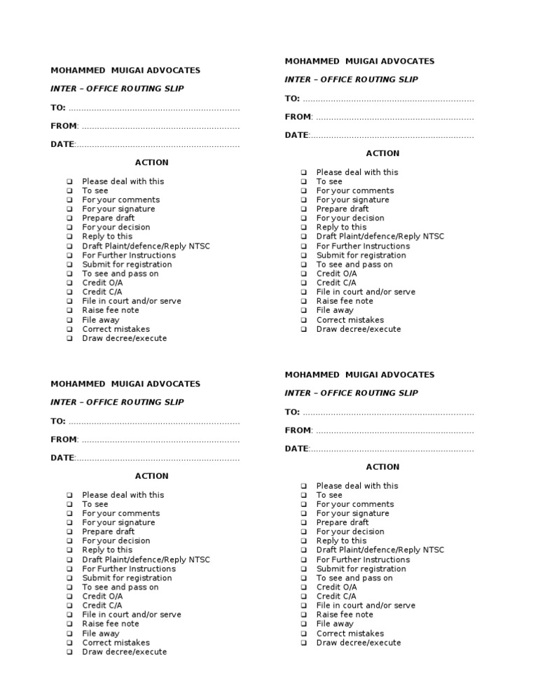 Inter-Office Routing Slip Template | PDF | Business