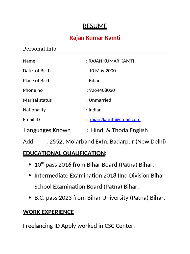Entry-Level Resume for Employers | PDF