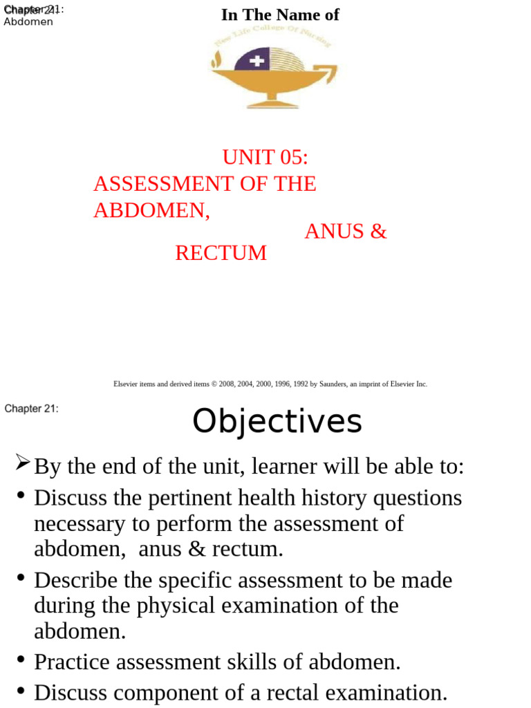 Assessment of Abdomen Anus and Rectum | PDF | Abdomen | Large Intestine