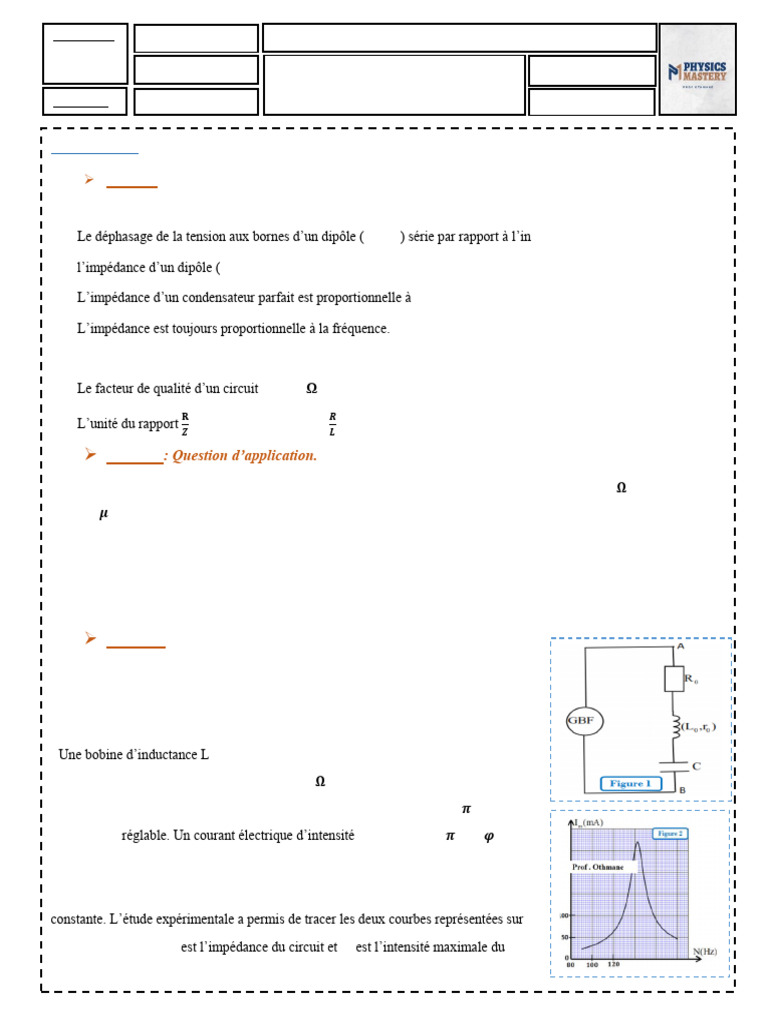 Exercice sur les circuits RLC en régime forcé | PDF | Impédance ...