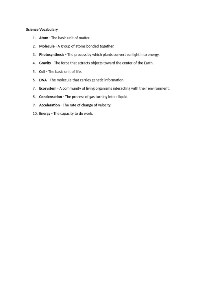 Key Science Terms Explained | PDF