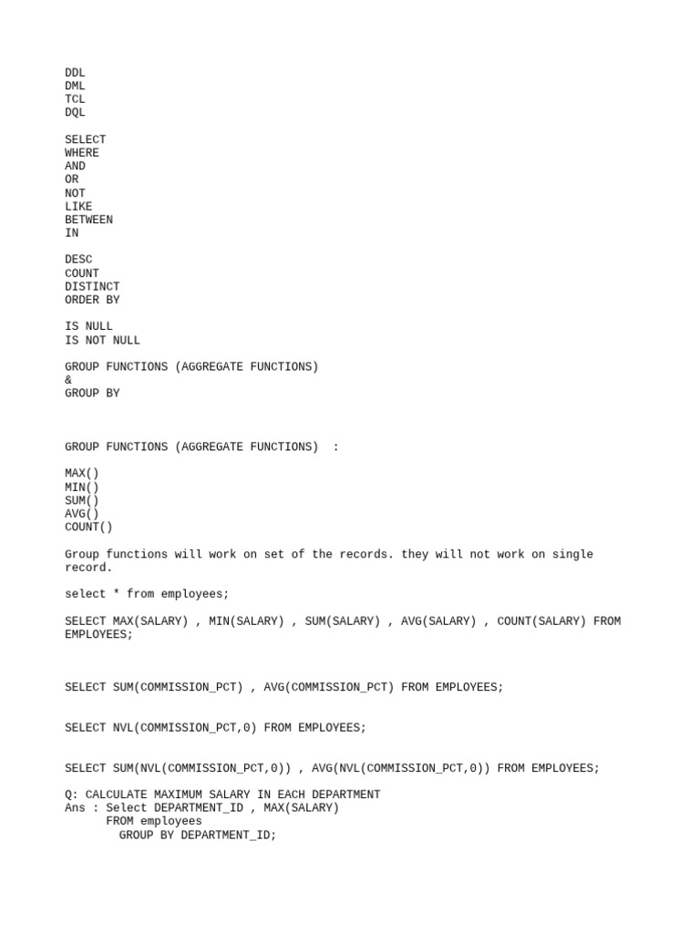 Notes On Group by | PDF