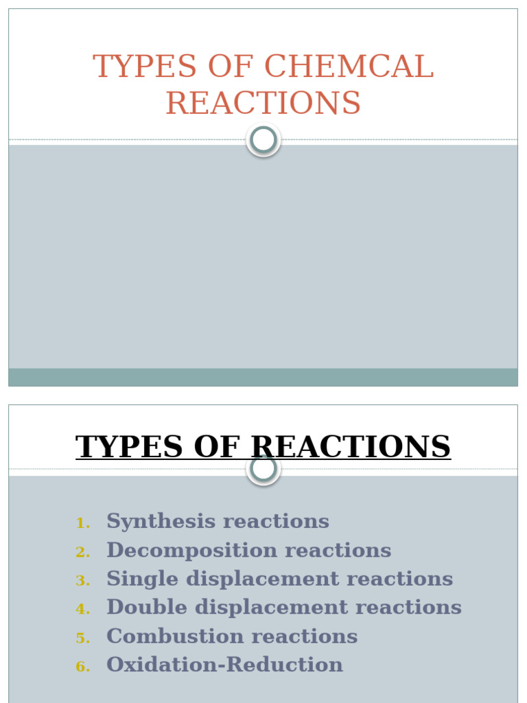 Types of Chemical Reactions (Updated) | PDF | Chemical Reactions ...