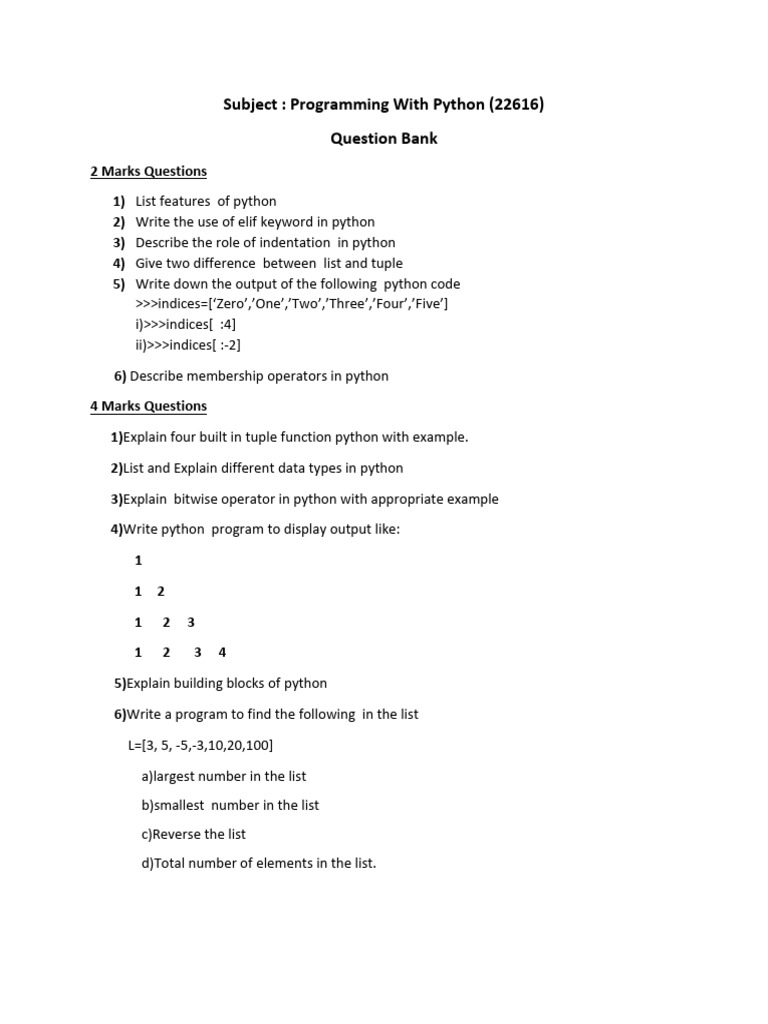 PWP Question Bank (22616) | PDF