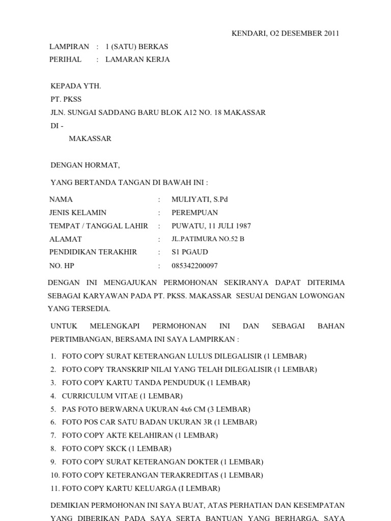 Surat Lamaran Risma