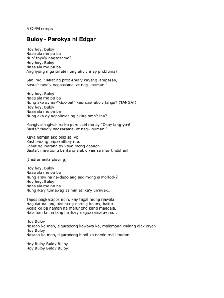 5-opm-songs-pdf-performing-arts-leisure