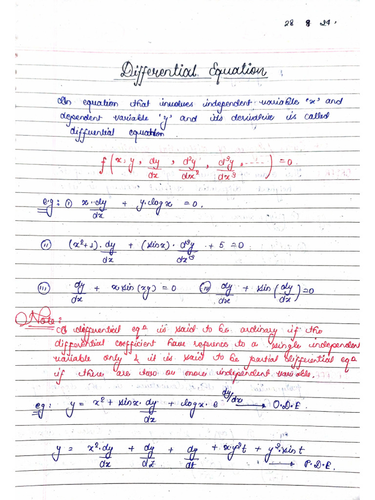 Differential Equation - Best Notes | PDF