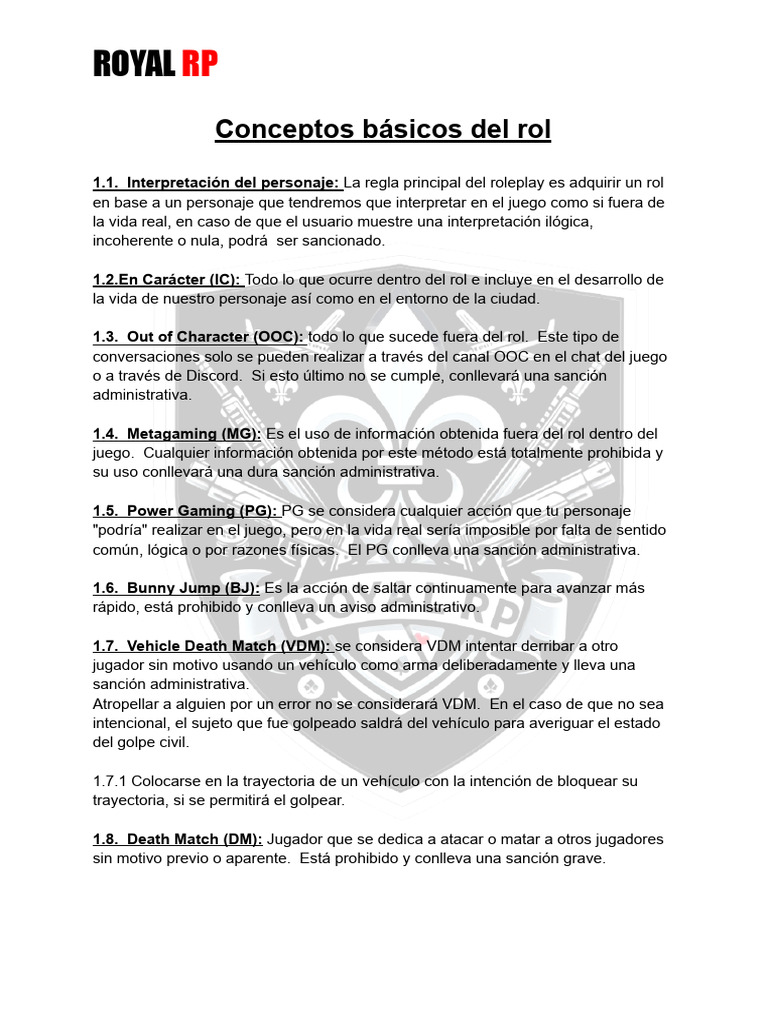 Reglas Esenciales de Royal RP | PDF | Policía | Secuestro