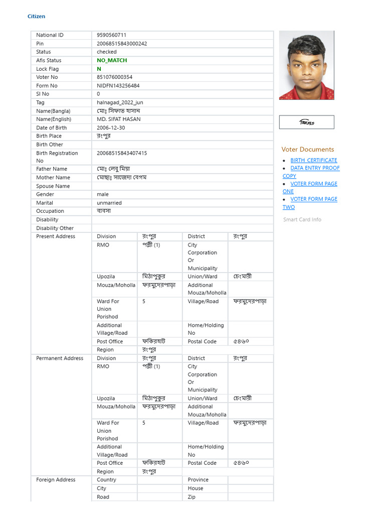 National ID and Voter Information | PDF | Identity Document | Access ...