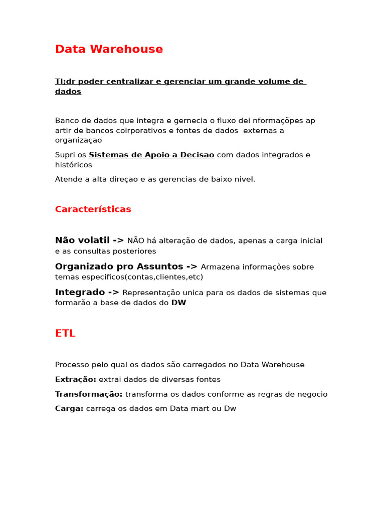 Guia Completo sobre Data Warehouse e ETL | PDF | Armazém de dados ...