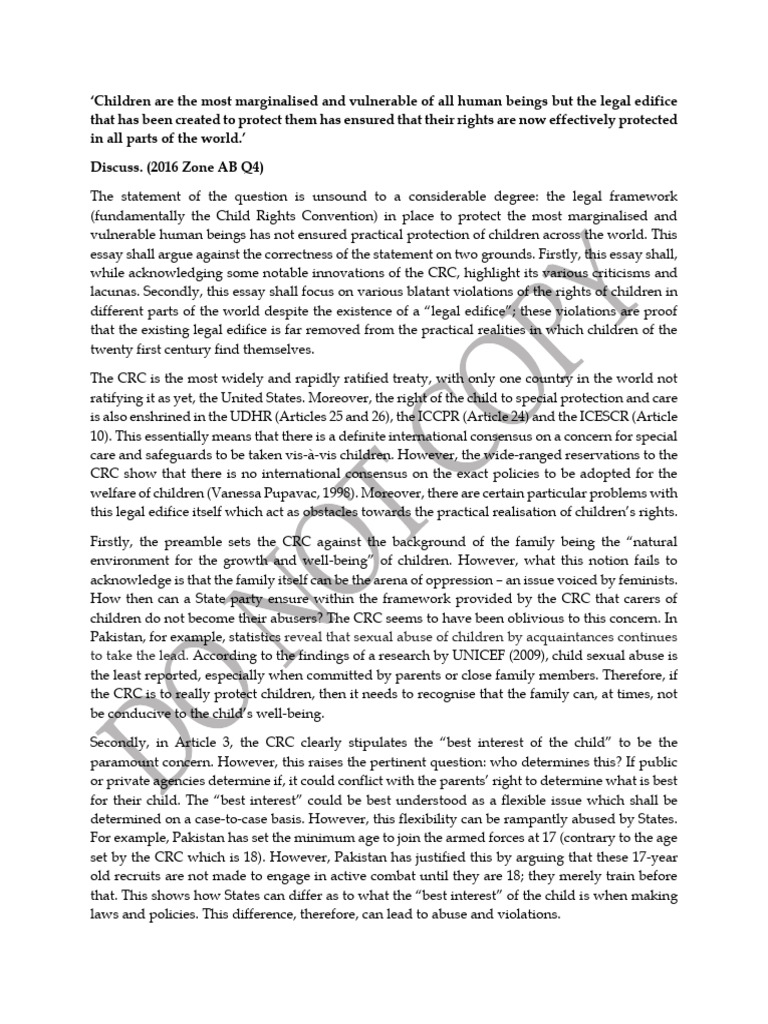 Critique of Child Rights Protection Laws | PDF | Convention On The ...