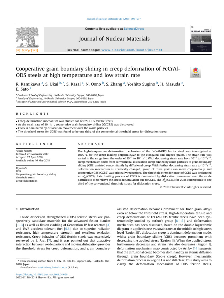 Cooperative Grain Boundary Sliding in Creep Deformation of FeCrAl-ODS ...