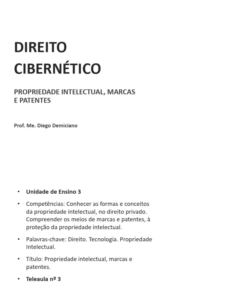 Propriedade Intelectual e Patentes | PDF | Propriedade intelectual ...