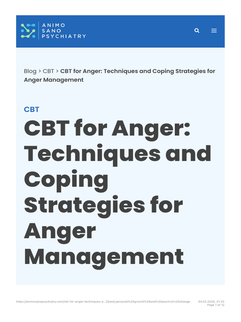 CBT for Anger- Techniques and Coping Strategies for Anger Management ...