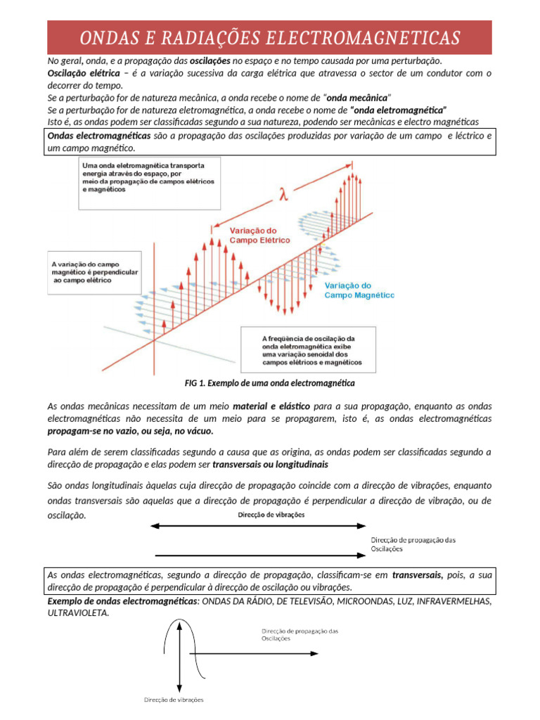 Ondas Eletromagnéticas: Tipos e Características | PDF | Radiação ...