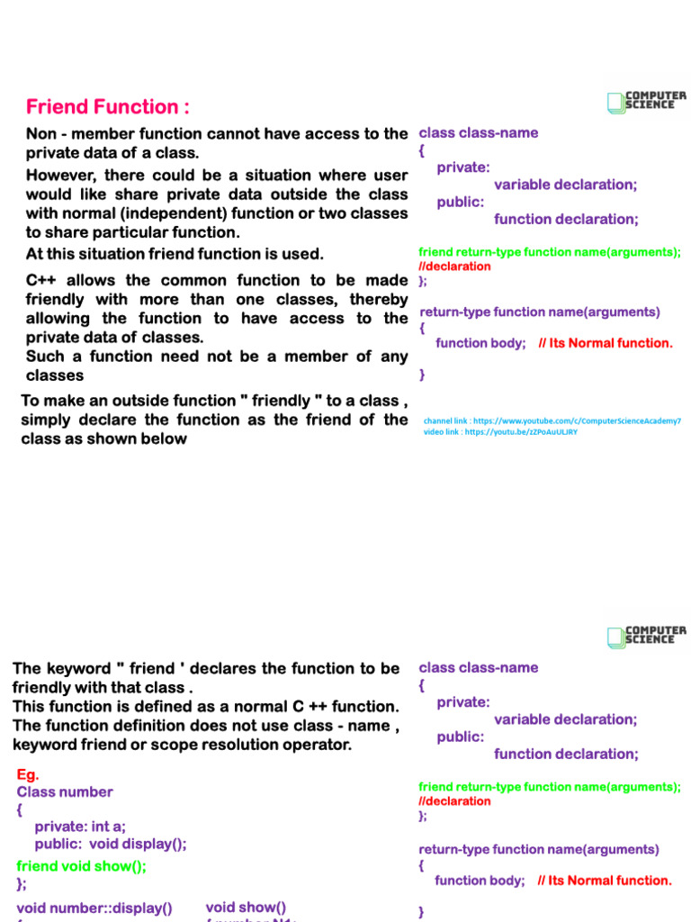 Characteristics of C++ Friend Functions | PDF | Parameter (Computer ...